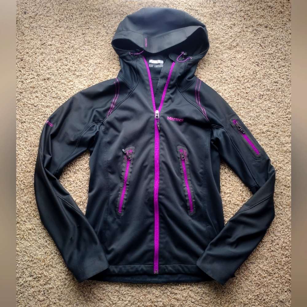 Marmot Black and Purple soft shell jacket